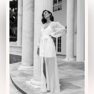 Le Rose Georgia pleated maxi bridal robe with slip - XS